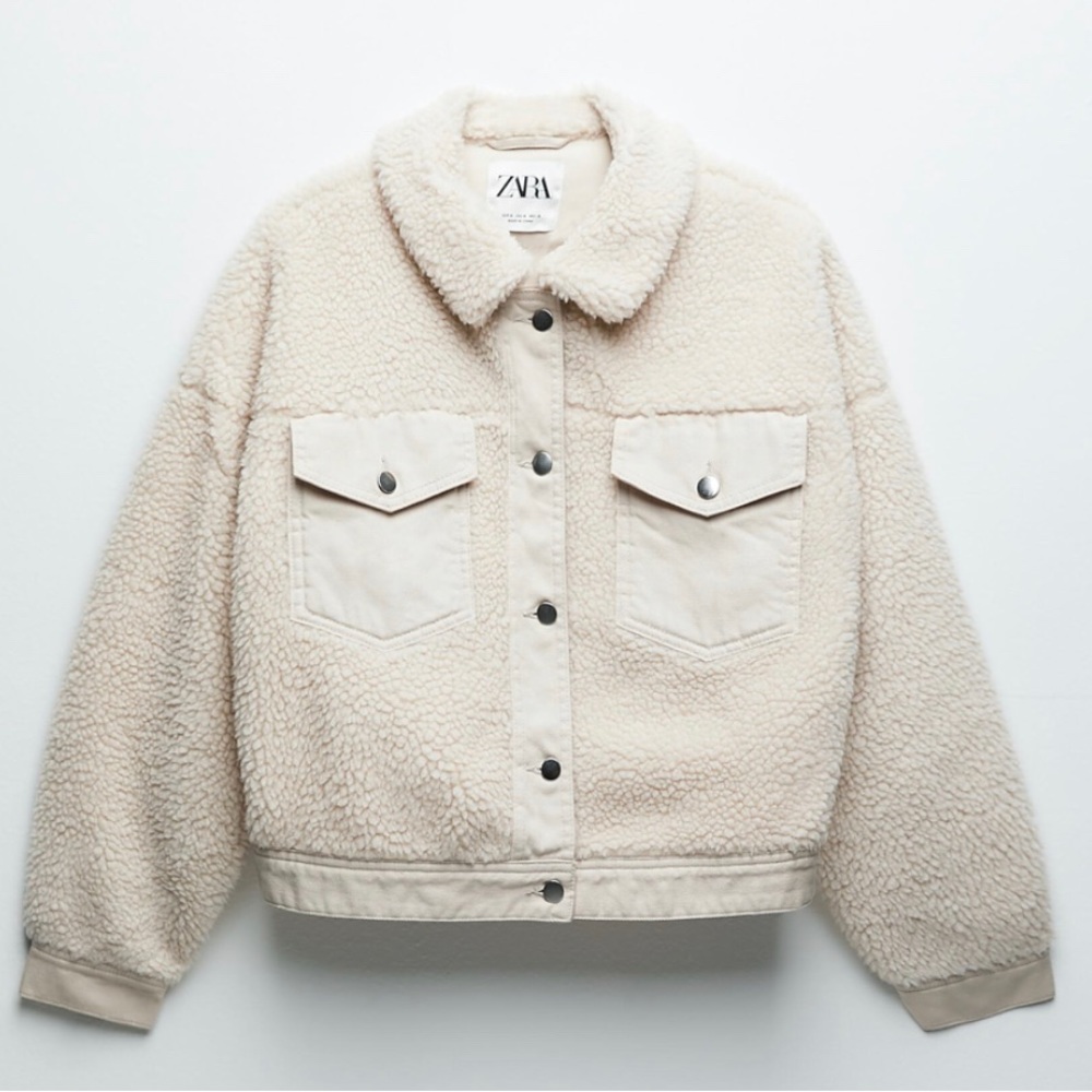 Zara cropped teddy coat